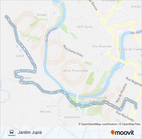 Mapa da linha 702 JARDIM JUPIÁ VIA CENTRO CÍVICO de ônibus