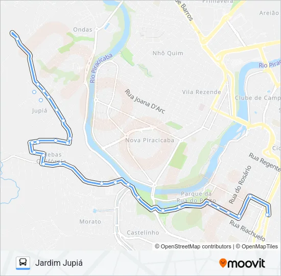 702 JARDIM JUPIÁ VIA CENTRO CÍVICO Bus Line Map