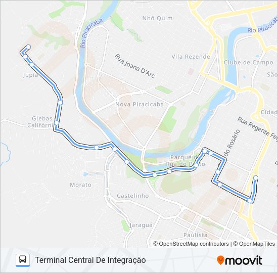 Mapa da linha 702 JARDIM JUPIÁ VIA CENTRO CÍVICO de ônibus