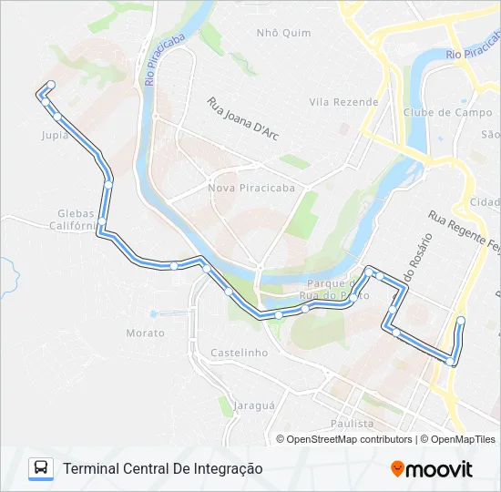 702 JARDIM JUPIÁ VIA CENTRO CÍVICO Bus Line Map