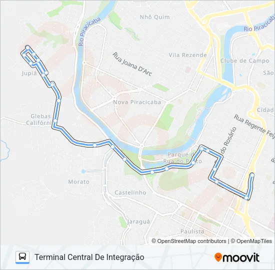 702 JARDIM JUPIÁ VIA CENTRO CÍVICO Bus Line Map