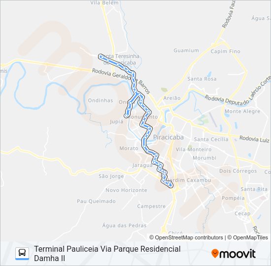 Mapa da linha 1200 PAULICÉIA / SÔNIA de ônibus