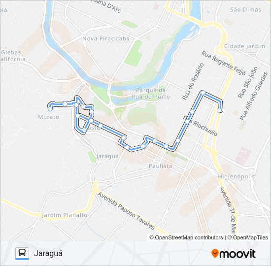 Mapa da linha 315 JARAGUÁ de ônibus