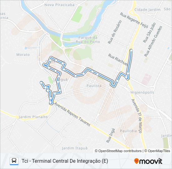 Mapa da linha 315 JARAGUÁ de ônibus