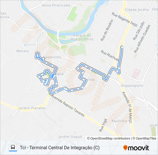 Mapa da linha 315 JARAGUÁ de ônibus