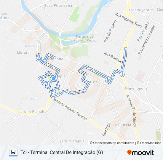 Mapa da linha 315 JARAGUÁ de ônibus