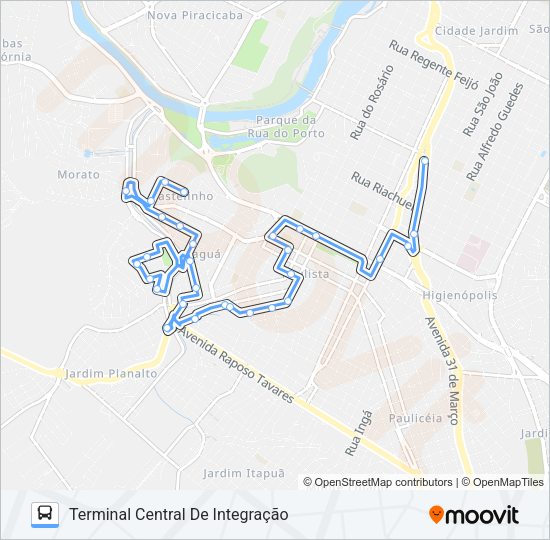 Mapa da linha 315 JARAGUÁ de ônibus