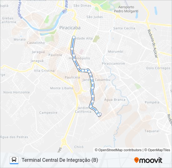 Mapa da linha 225 PARQUE ÁGUA BRANCA / TCI de ônibus