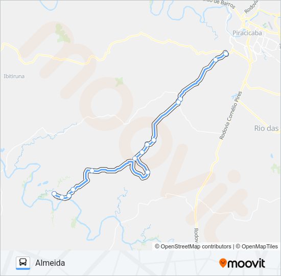 Mapa da linha 813 ALMEIDA / TSJ de ônibus
