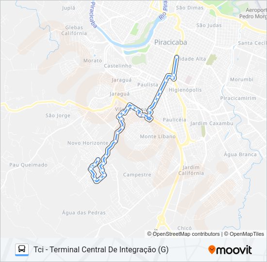 Mapa da linha 322 NOVO HORIZONTE de ônibus