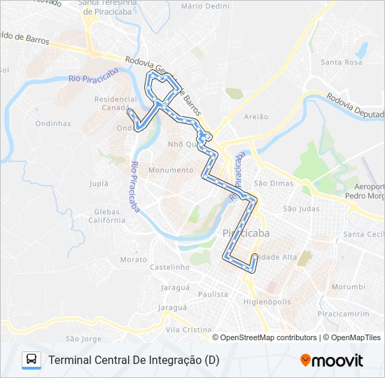 Mapa da linha 103 NHÔ QUIM VIA AV. MANOEL CONCEIÇÃO de ônibus