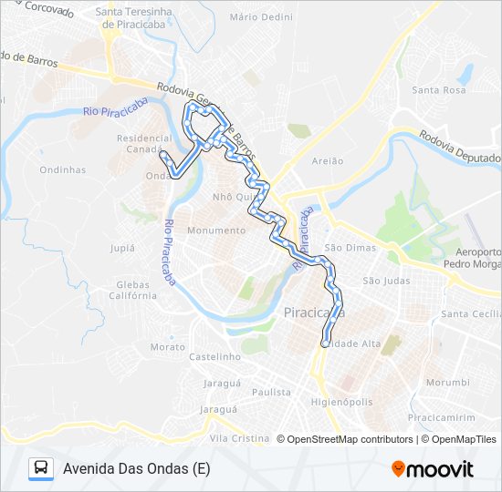 Mapa da linha 103 NHÔ QUIM VIA AV. MANOEL CONCEIÇÃO de ônibus