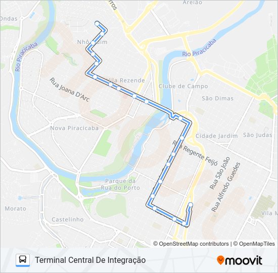 Mapa da linha 103 NHÔ QUIM VIA AV. MANOEL CONCEIÇÃO de ônibus