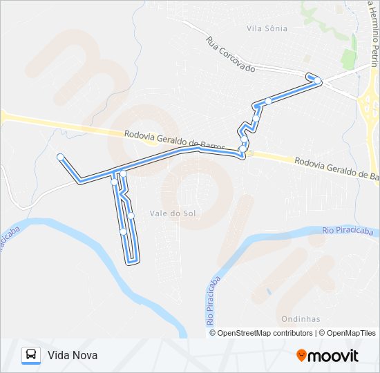 Mapa da linha 415 VIDA NOVA - TERMINAL VILA SÔNIA de ônibus