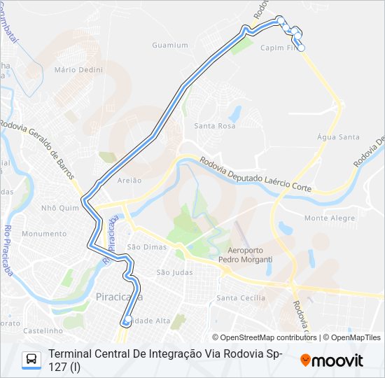 Mapa da linha 505 UNINORTE VIA SANTA ROSA de ônibus