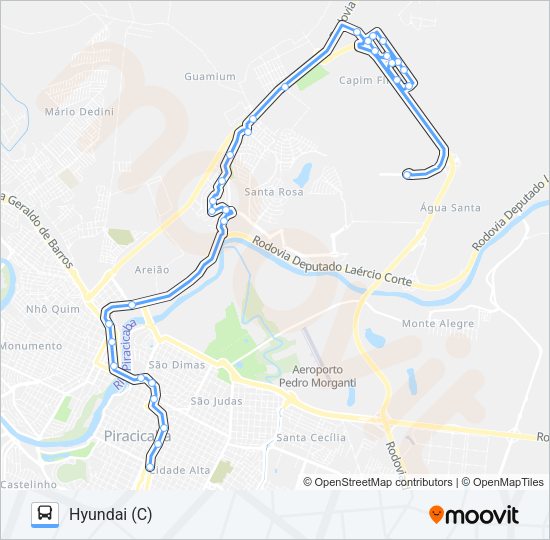 Mapa da linha 505 UNINORTE VIA SANTA ROSA de ônibus