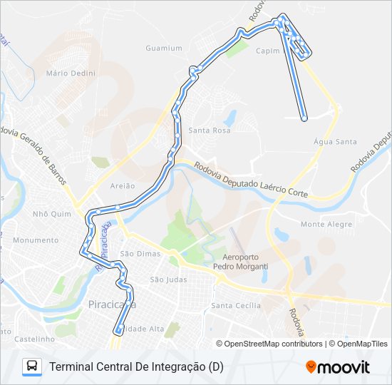 Mapa da linha 505 UNINORTE VIA SANTA ROSA de ônibus