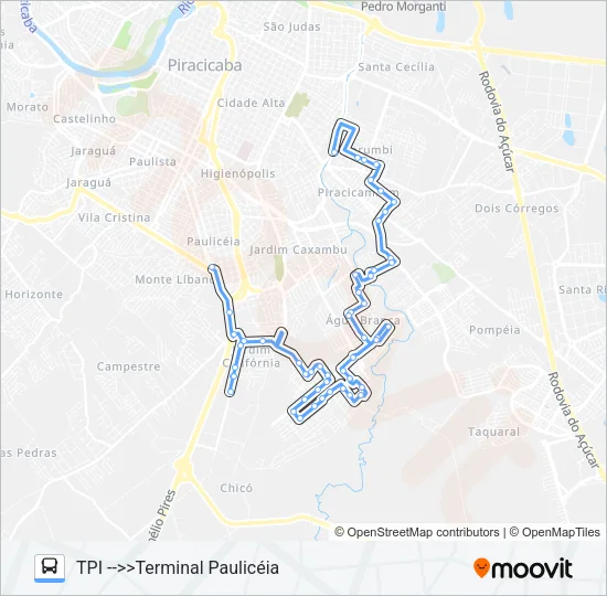 306 JARDIM ORIENTE - TPA / TPI Bus Line Map