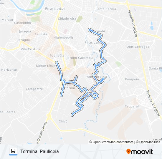 Mapa da linha 306 JARDIM ORIENTE - TPA / TPI de ônibus