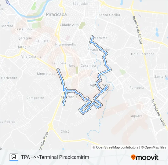 306 JARDIM ORIENTE - TPA / TPI Bus Line Map