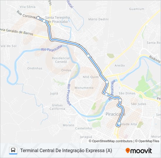 Mapa da linha 444 SÔNIA / CENTRO de ônibus