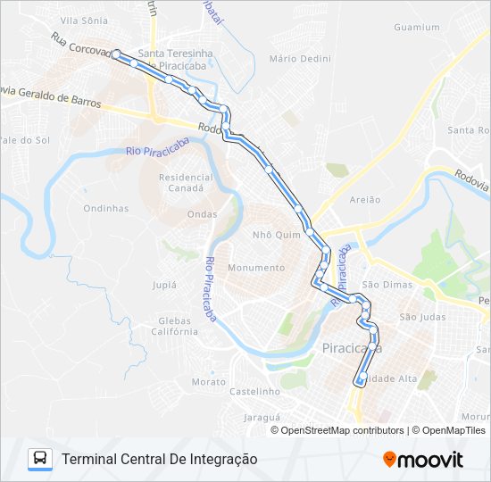 Mapa da linha 444 SÔNIA / CENTRO de ônibus