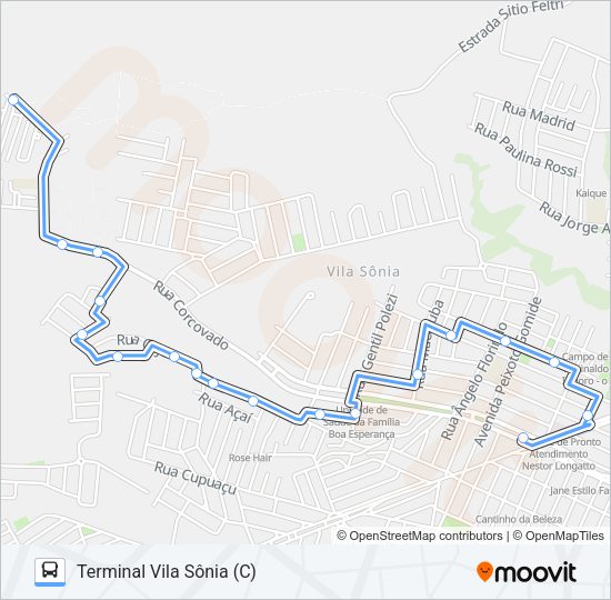 Mapa da linha 404 BOA ESPERANÇA de ônibus