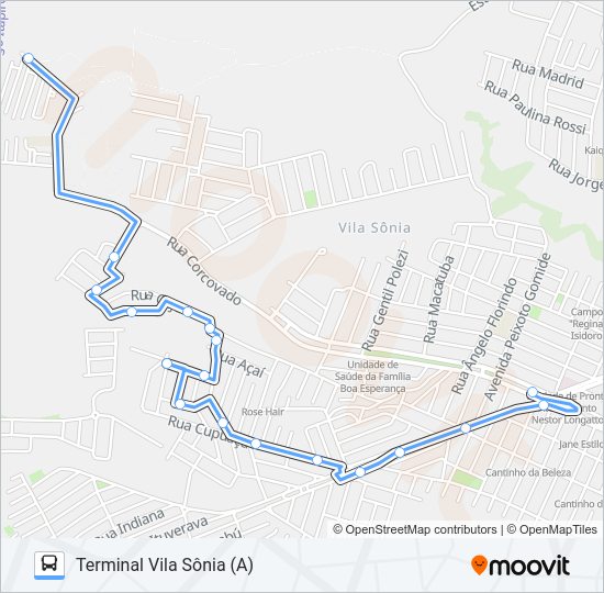 Mapa da linha 404 BOA ESPERANÇA de ônibus