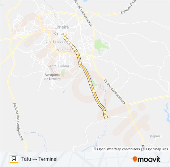 Mapa da linha 009 TATU (PARRONCHI) X TERMINAL de ônibus