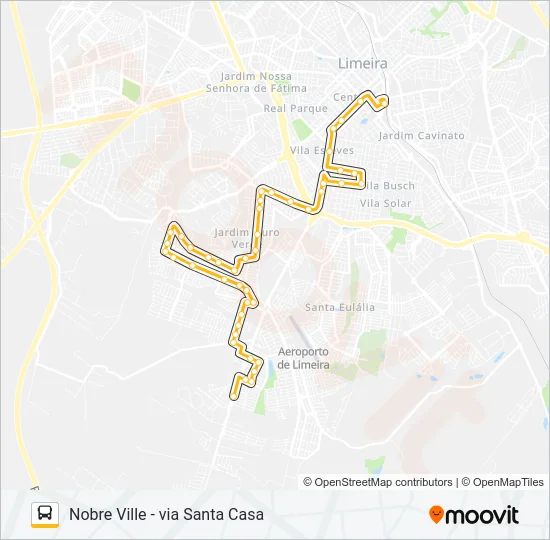 124 NOBRE VILLE X TERMINAL (VIA SANTA CASA) Bus Line Map