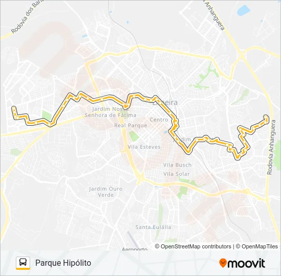 102 PARQUE HIPÓLITO X NOSSA SENHORA DAS DORES Bus Line Map