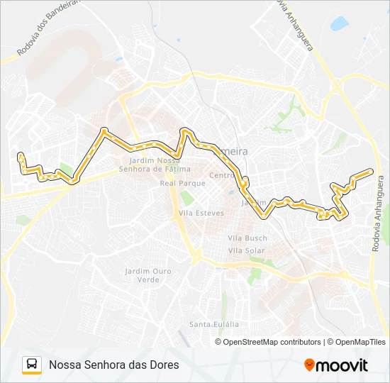 102 PARQUE HIPÓLITO X NOSSA SENHORA DAS DORES Bus Line Map