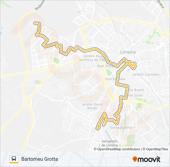 Mapa da linha 13 GROTTA X GEADA (VIA SANTA CASA) de ônibus