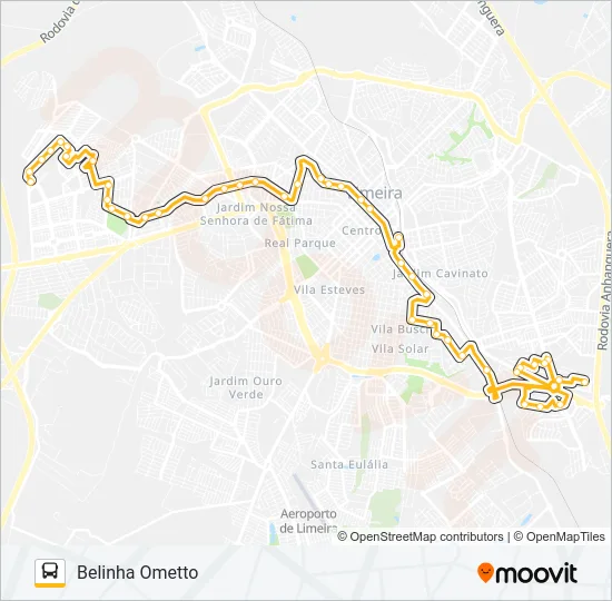 104 BELINHA OMETTO X JARDIM ANHANGUERA (VIA MEDICAL) Bus Line Map