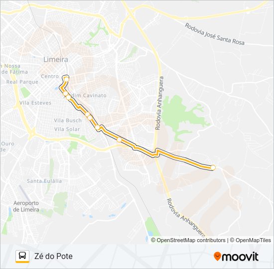 Mapa da linha 20 TERMINAL -  ZÉ DO POTE de ônibus