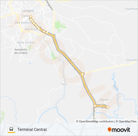 Mapa da linha 30 TERMINAL - JAGUARI de ônibus