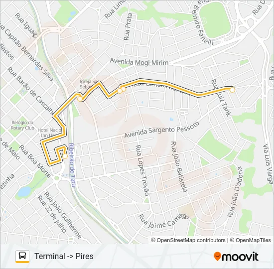 010 TERMINAL X PINHAL (PIRES) Bus Line Map
