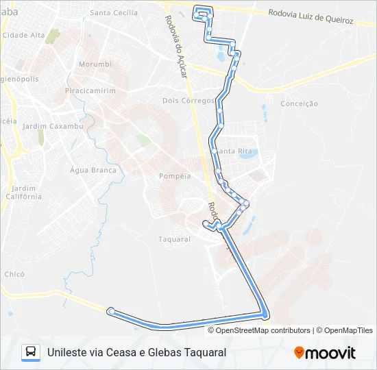 216 UNILESTE / TCE Bus Line Map
