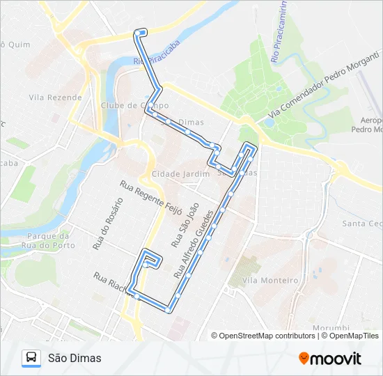 004 SÃO DIMAS VIA RUA BERNARDINO DE CAMPOS Bus Line Map