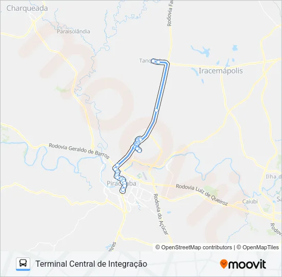 501 TANQUINHO VIA AVENIDA RIO CLARO Bus Line Map