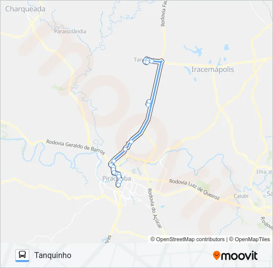 501 TANQUINHO VIA AVENIDA RIO CLARO Bus Line Map
