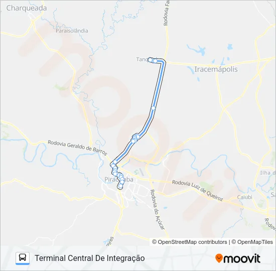 501 TANQUINHO VIA AVENIDA RIO CLARO Bus Line Map