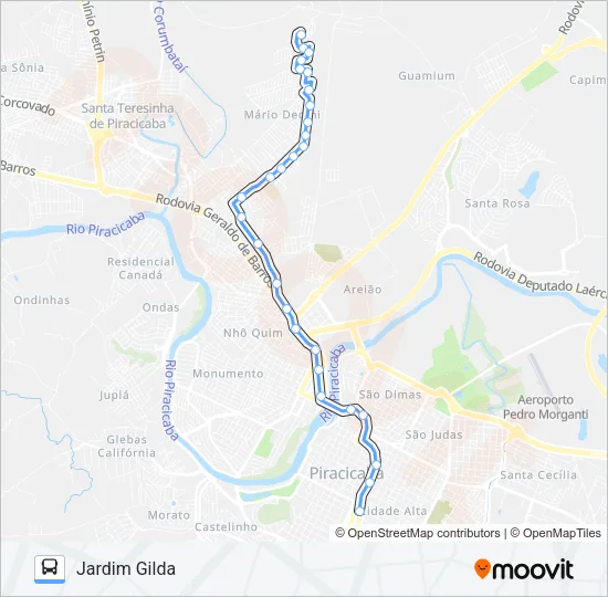 124 JARDIM GILDA/TCI Bus Line Map