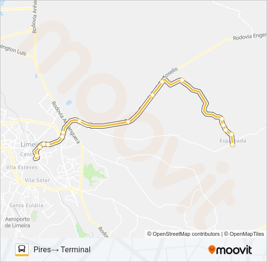010 TERMINAL - PINHAL (PIRES) Bus Line Map