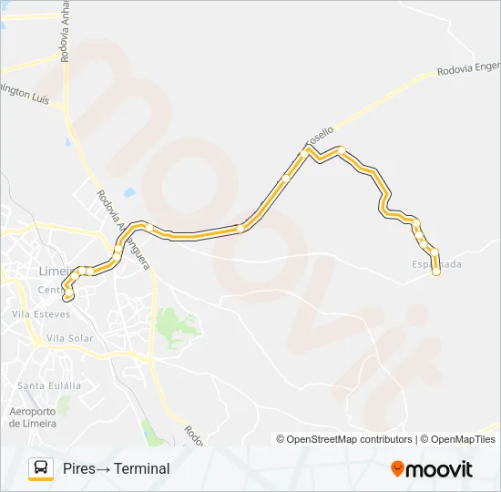 010 TERMINAL - PINHAL (PIRES) Bus Line Map