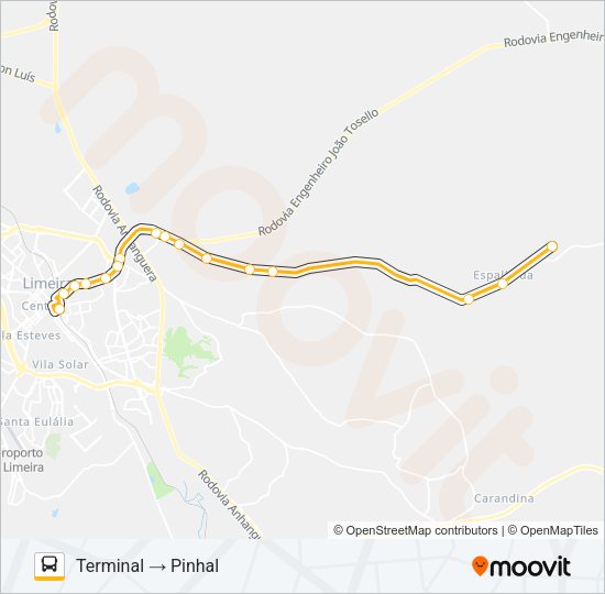 010 TERMINAL - PINHAL (PIRES) Bus Line Map