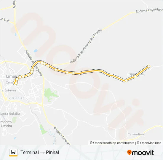 010 TERMINAL - PINHAL (PIRES) Bus Line Map