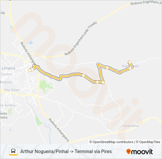 010 TERMINAL - PINHAL (PIRES) Bus Line Map