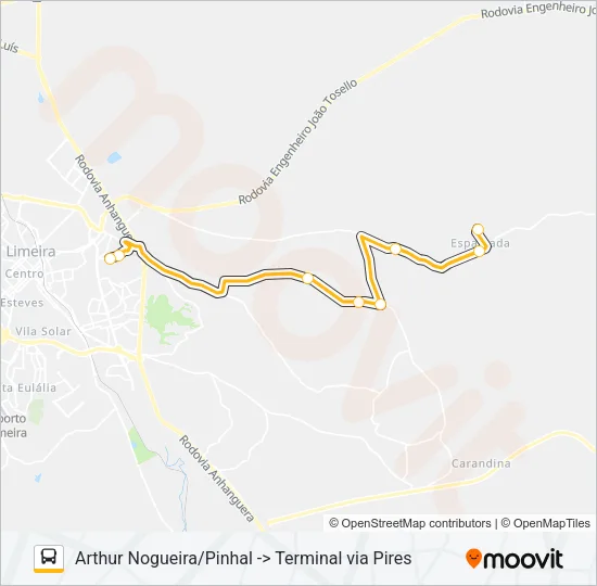 010 TERMINAL - PINHAL (PIRES) Bus Line Map