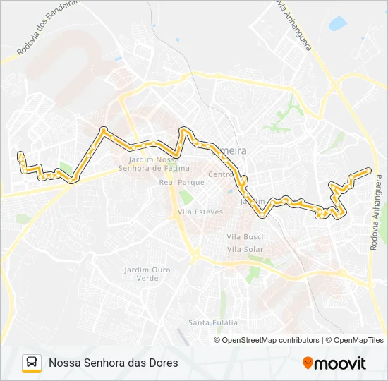 102 PARQUE HIPÓLITO - NOSSA SENHORA DAS DORES Bus Line Map